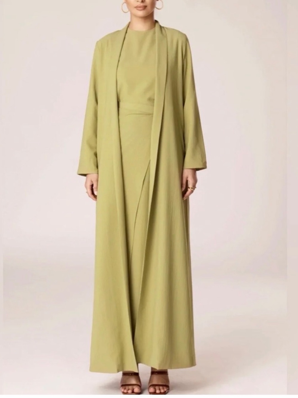 VEILED ABAYA THREE PIECES SET SAGE GREEN ABAYA